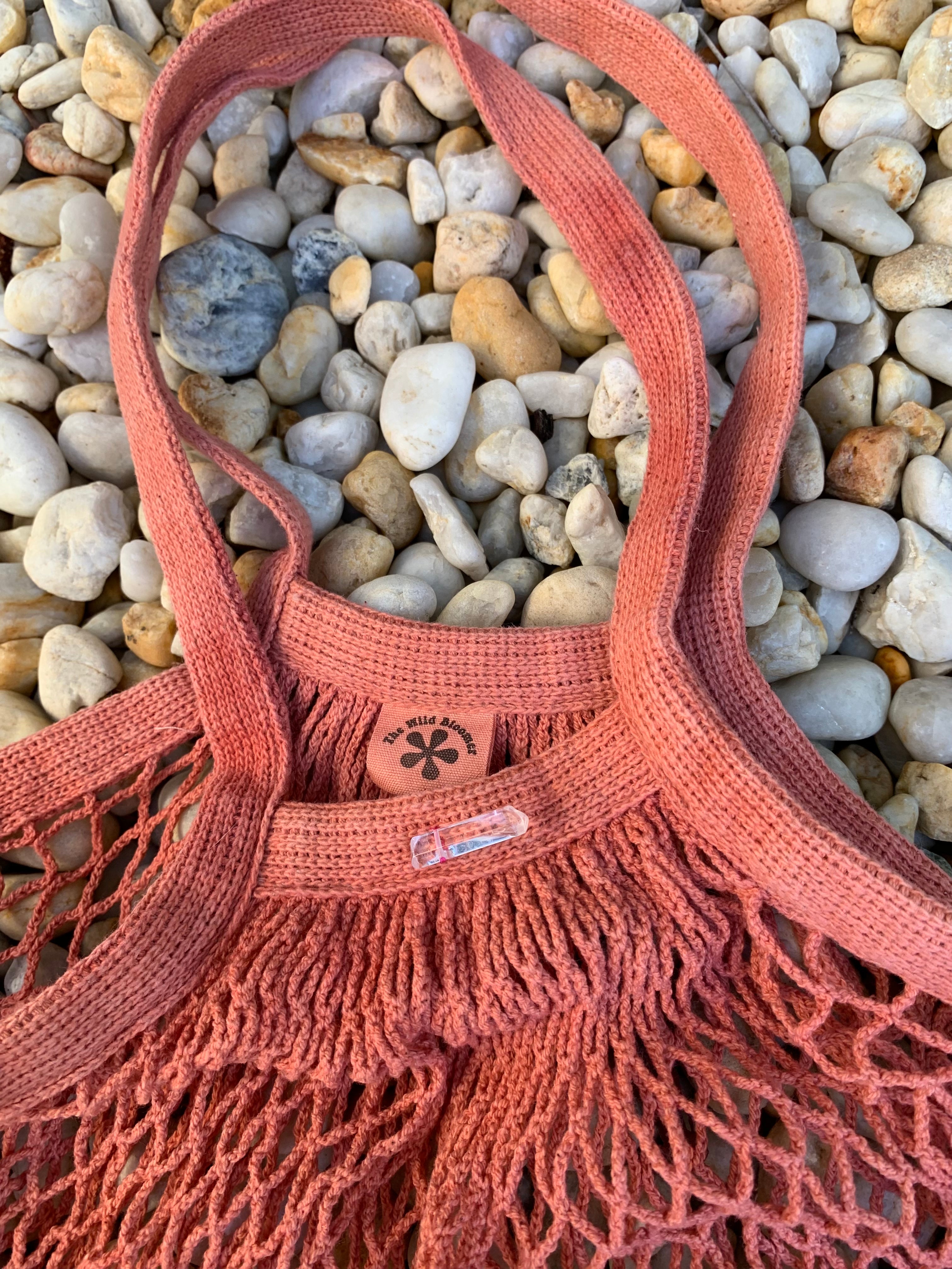 Crystal Mid-Century Pink Mesh Organic Cotton Bag