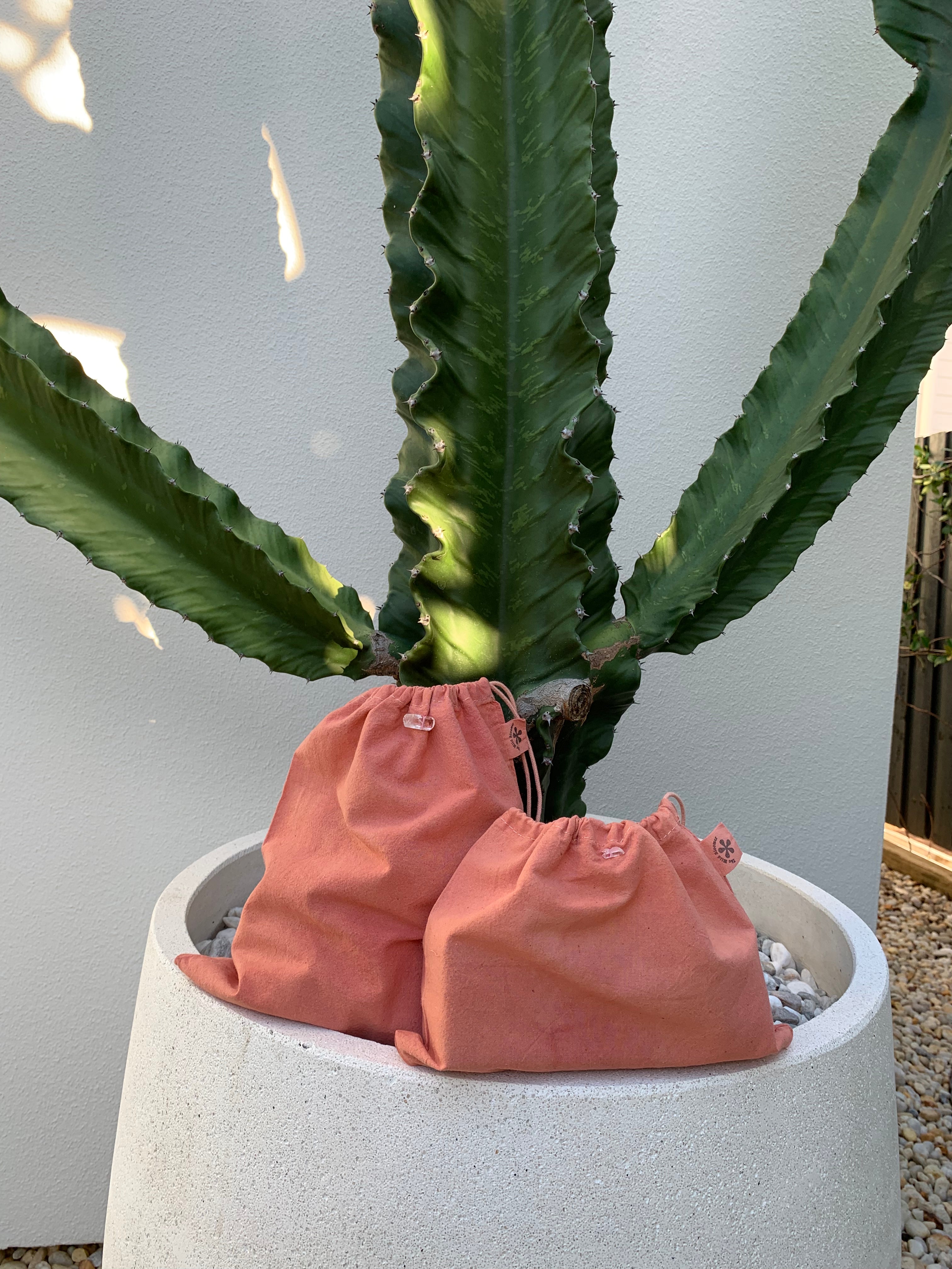 Crystal Eco Gift/Produce Bags- Mid-Century Pink Organic Cotton