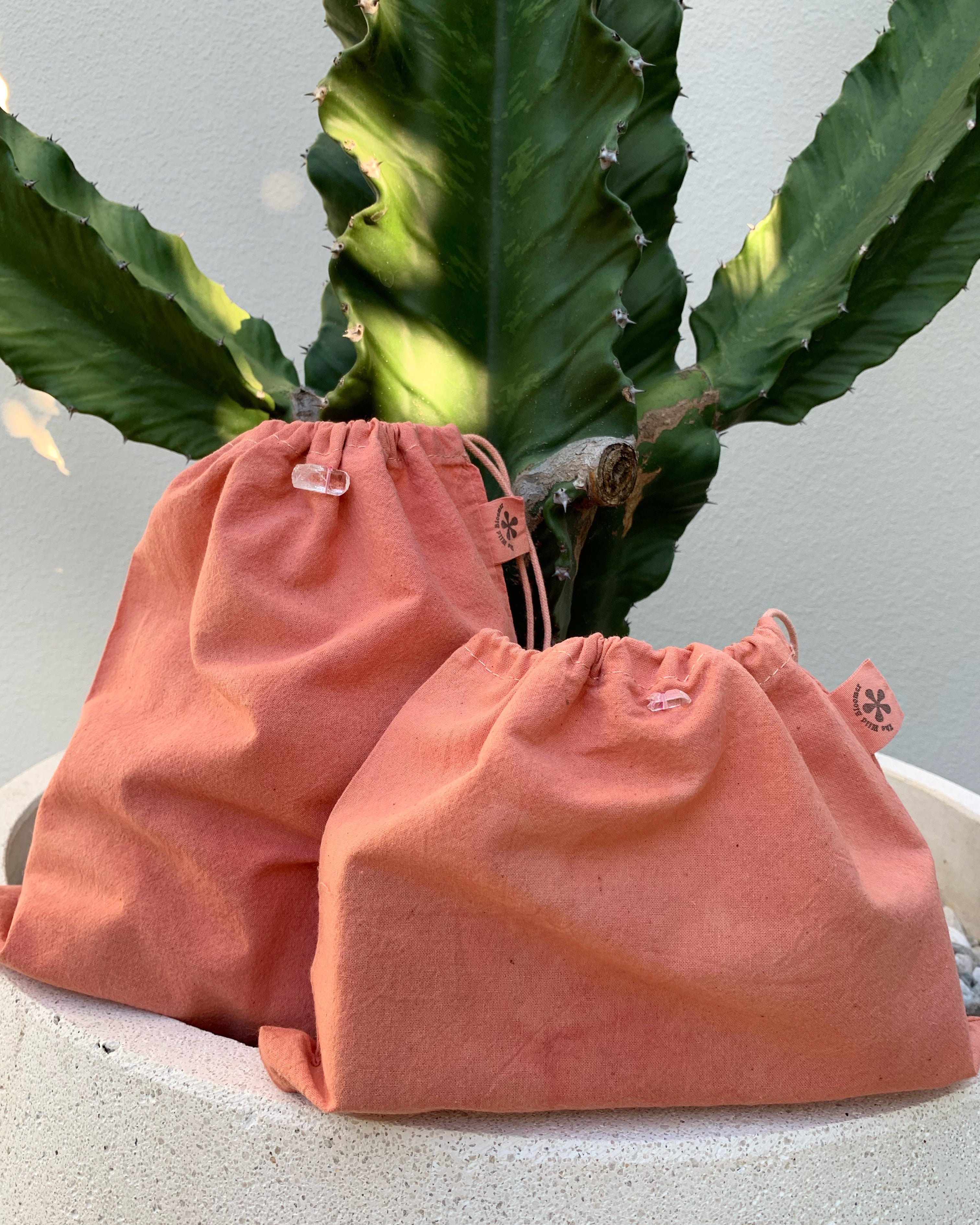Crystal Eco Gift/Produce Bags- Mid-Century Pink Organic Cotton