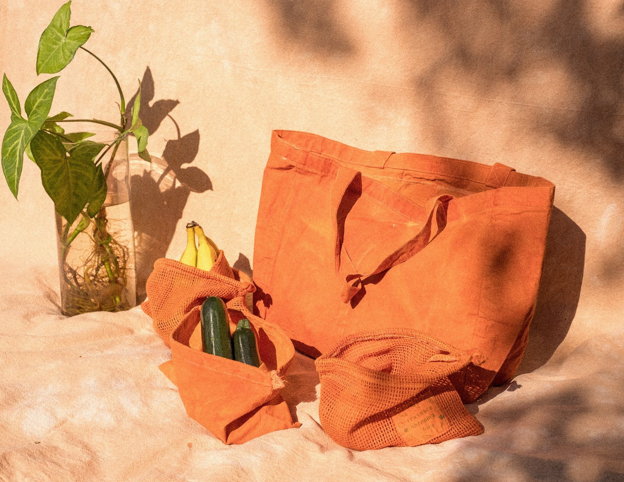 Indian Orange Organic Cotton Mesh Produce Bags - The Wild Bloomer AU