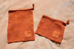 Indian Orange Organic Cotton Mesh Produce Bags - The Wild Bloomer AU