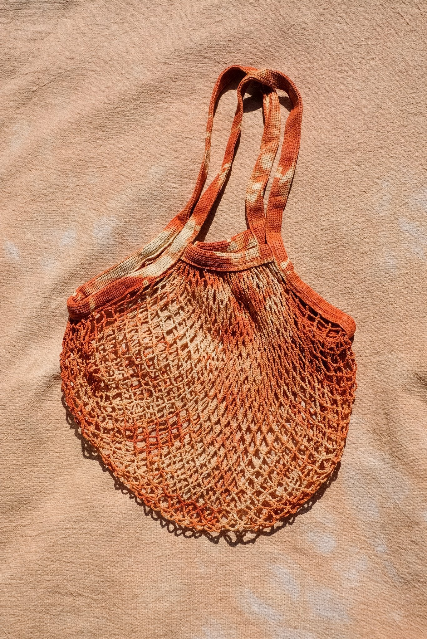Indian Orange Scrunch Dyed Mesh Organic Cotton Bag - The Wild Bloomer AU
