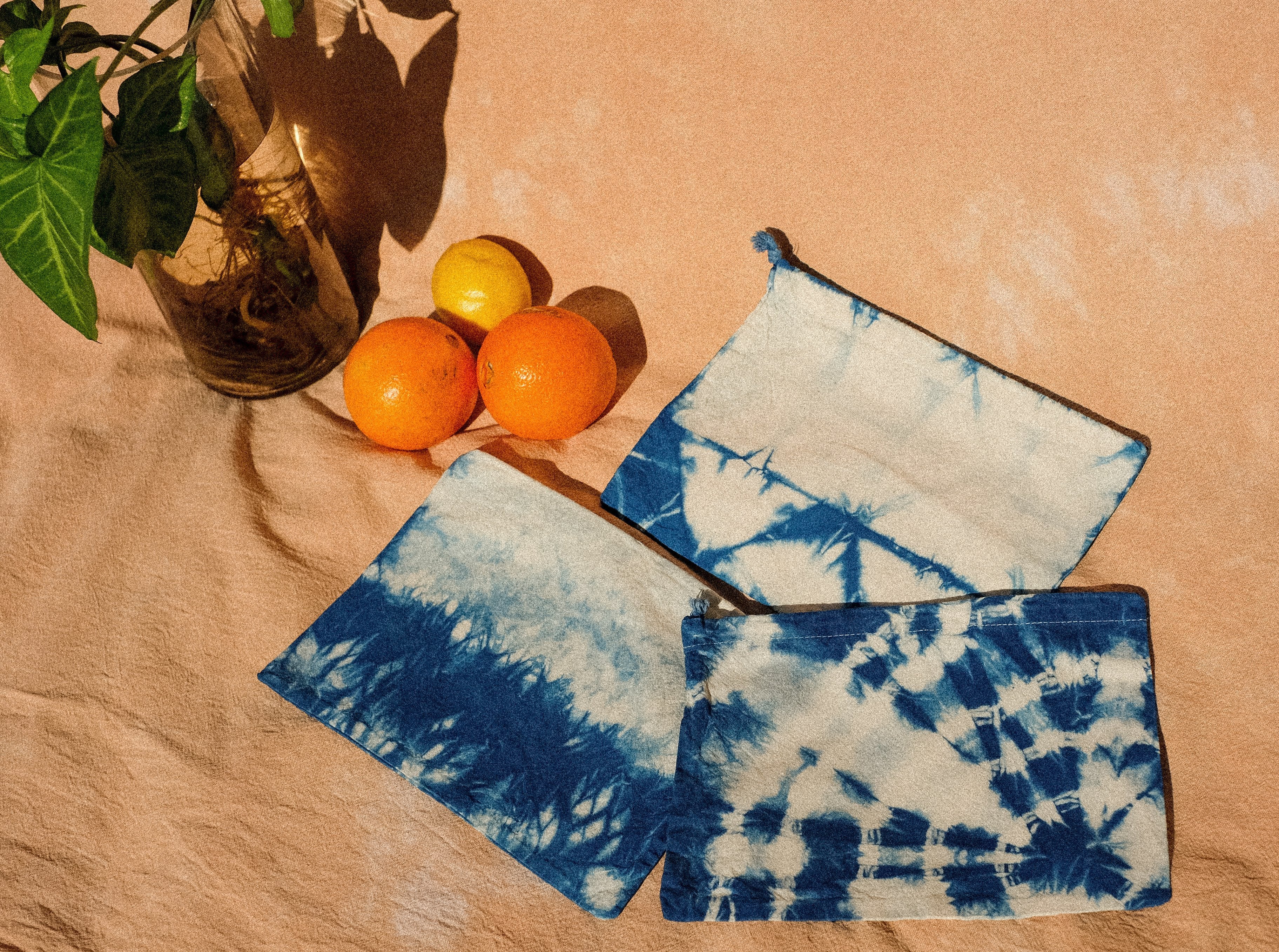 Indigo Organic Cotton Produce Bags Tie Dye - The Wild Bloomer AU