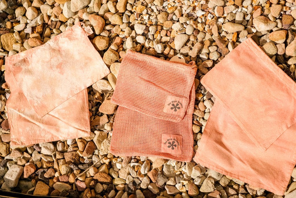 Mid Century Pink Organic Cotton Scrunch Dyed Produce Bags - The Wild Bloomer AU